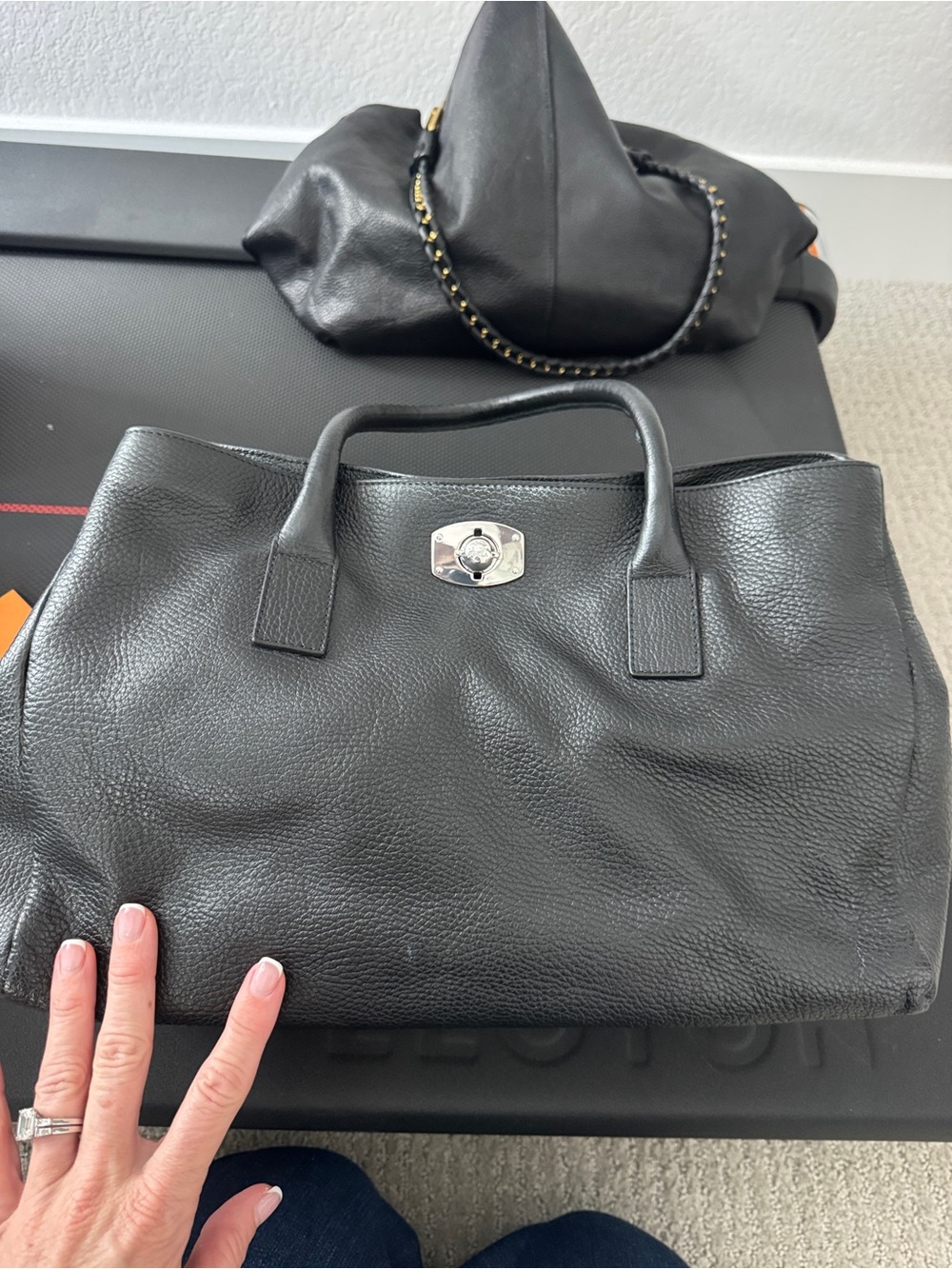 NWT | Black Furla APPALOOSA Black Saffiano Leather Tote Bag